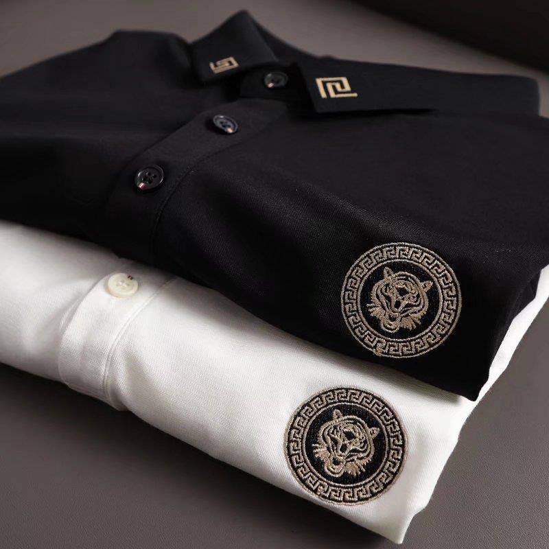Designer Luxury Brand Essential Loose Plus Men's Short Sleeved T-shirt Trendy Street Casual Business Embroidery Lapel Polo Shirt Top Slim Fit Ver