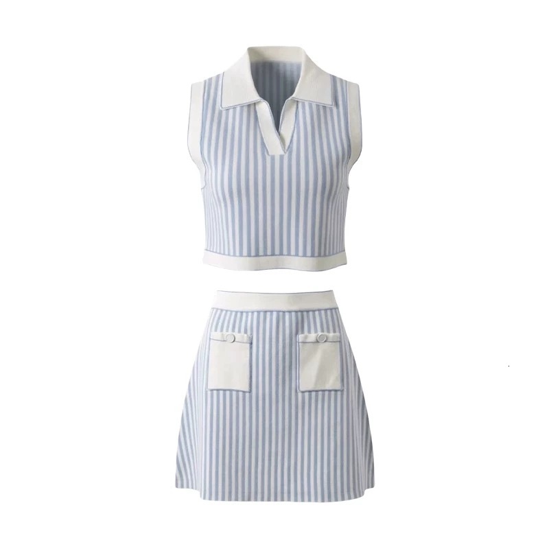 Bestseller Nanyou New SD Home 2024 Spring/Summer Collection, White Blue Striped Tank Top Skirt Style, Casual And High End Style Set 8 Ddmylion