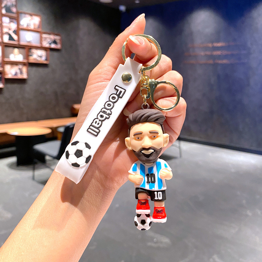 Cute Football Star Figure Keychains, Cartoon Ronaldo & Messi Pendant, Bag Car Key Chain, Mini Souvenir Gift