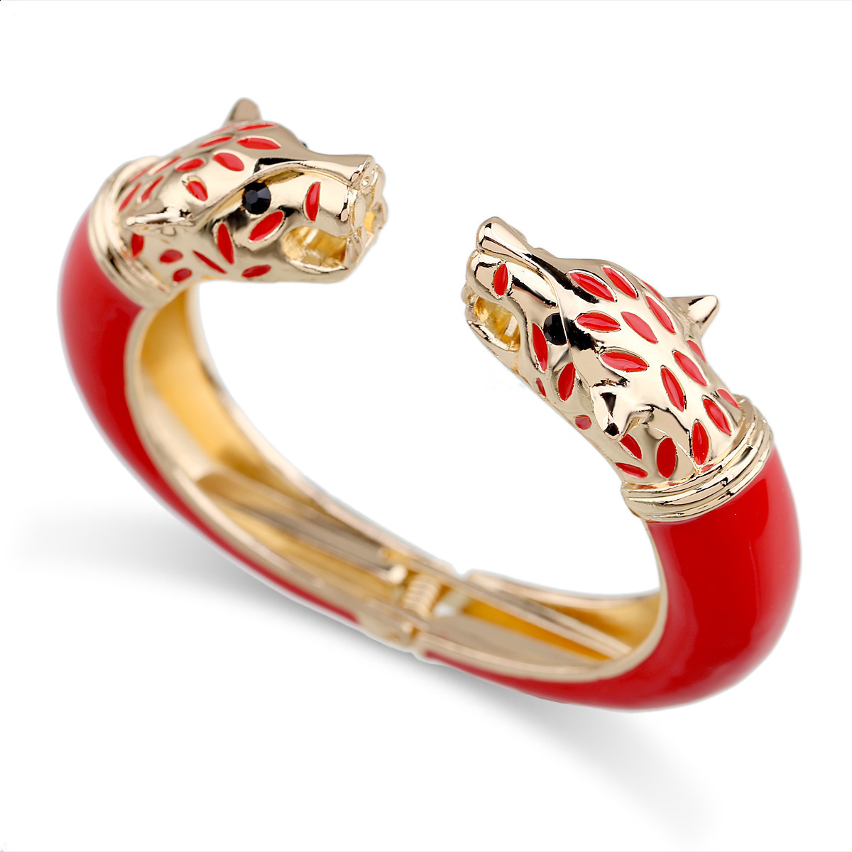 All Seasons Women Cuff Bracelet for Party Antique Gold Plated Animal Enamel Leopard Head Vintage Bracelet Bangle Trendy Jewelry 260519