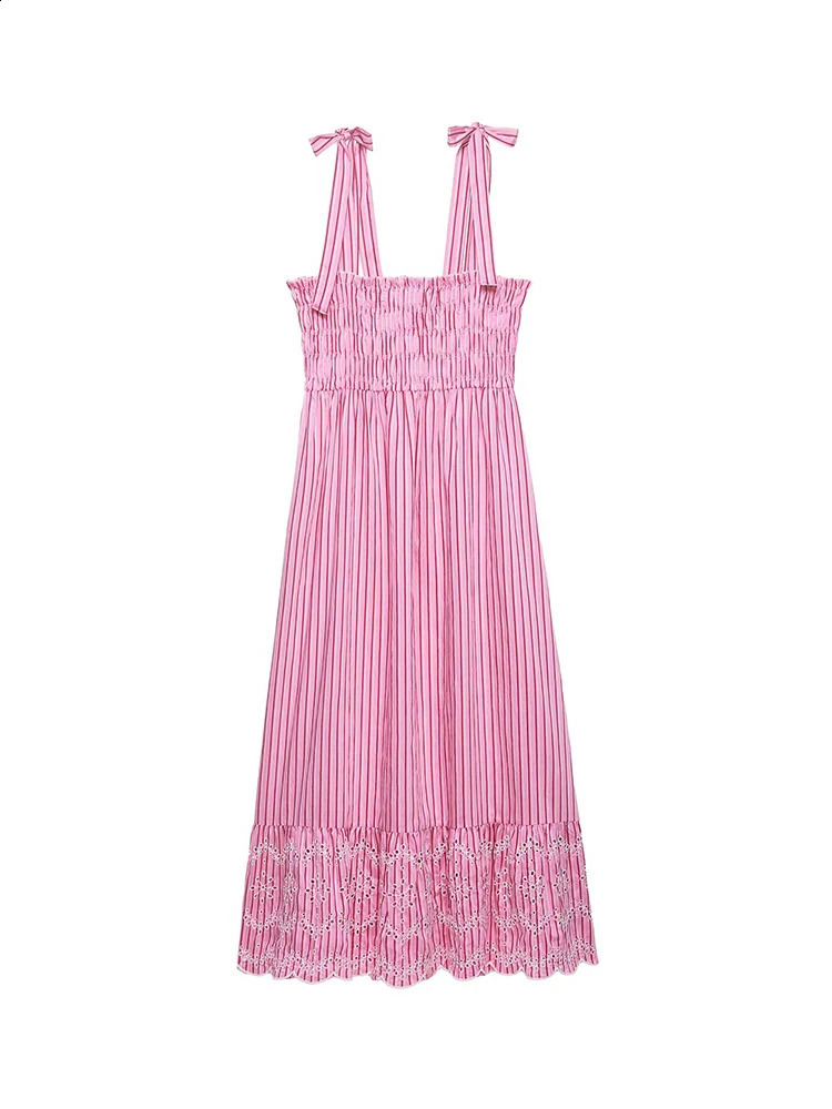 TFMLN 2026 Womens Striped Bow Suspender Dresses Fashionable Sleeveless Vacation Beach Party Dress Casual Loose Female 260601 - view 5