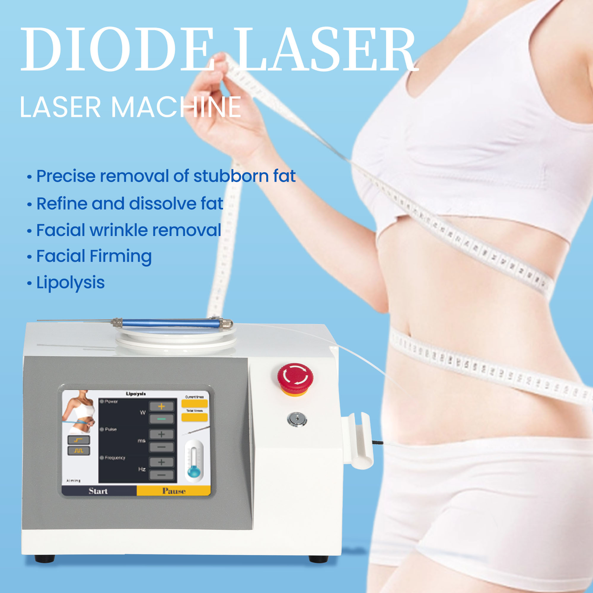Lipolysis Diode Laser Machine for Body Sculpting Facial Firming Wrinkle Removal Professional Fat Dissolving Equipment