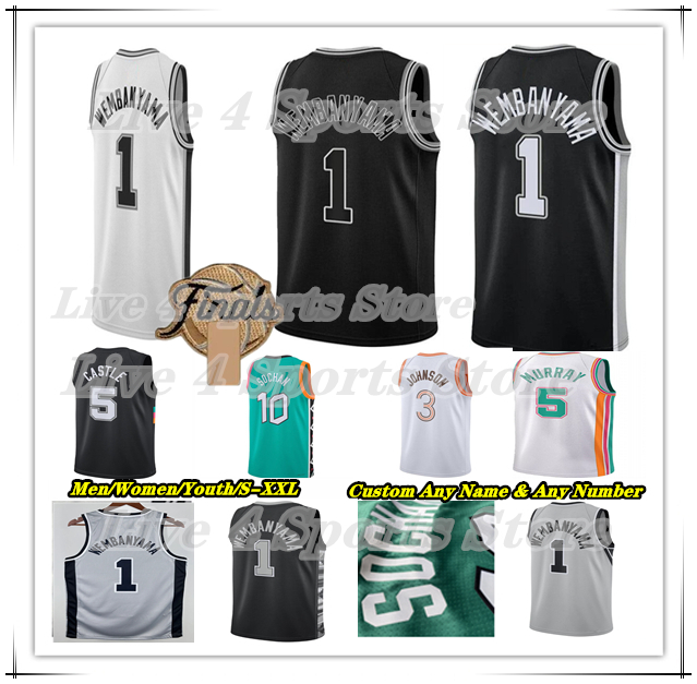 Printed San Anton Spur Victor Wembanyama Basketball Jersey Stephon Castle De Aaron Fox Dylan Harper Devin Vassell Julian Champagnie Keldon Johnson Men Youth