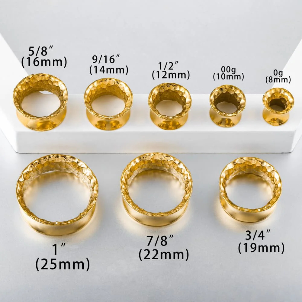 Casvort 2PCS 316L Stainless Steel Hammer Ear Tunnels Plugs Stretcher Studs Piercing Body Jewelry Unisex Hip-Hop Punk 260528BJ - view 7