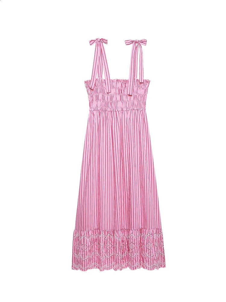 TFMLN 2026 Womens Striped Bow Suspender Dresses Fashionable Sleeveless Vacation Beach Party Dress Casual Loose Female 260601 - view 4