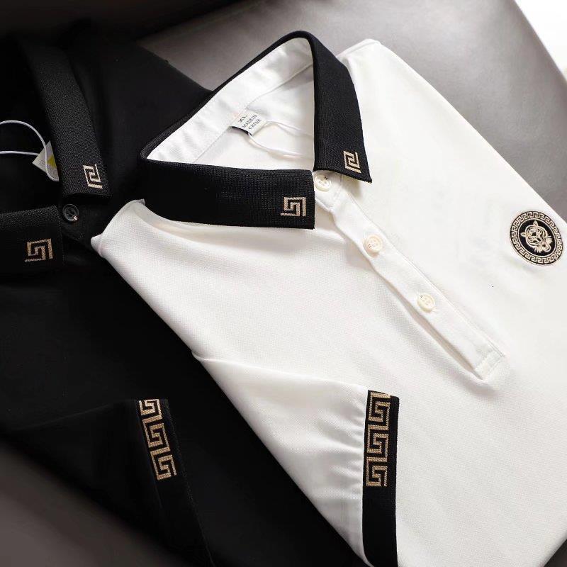 Designer Luxury Brand Essential Loose Plus Men's Short Sleeved T-shirt Trendy Street Casual Business Embroidery Lapel Polo Shirt Top Slim Fit Ver