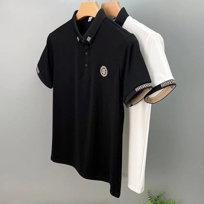 Designer Luxury Brand Essential Loose Plus Men's Short Sleeved T-shirt Trendy Street Casual Business Embroidery Lapel Polo Shirt Top Slim Fit Ver