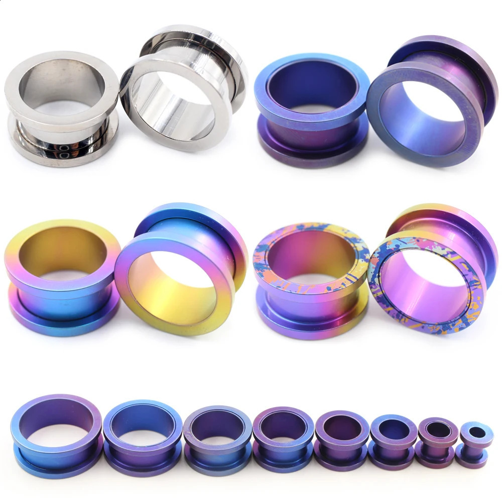 Alisouy 1PC G23 Gradient Color Splashing Ink Ear Tunnels Plugs Expander Stretcher Gauges Earrings Piercing Body Jewelry260528BJ