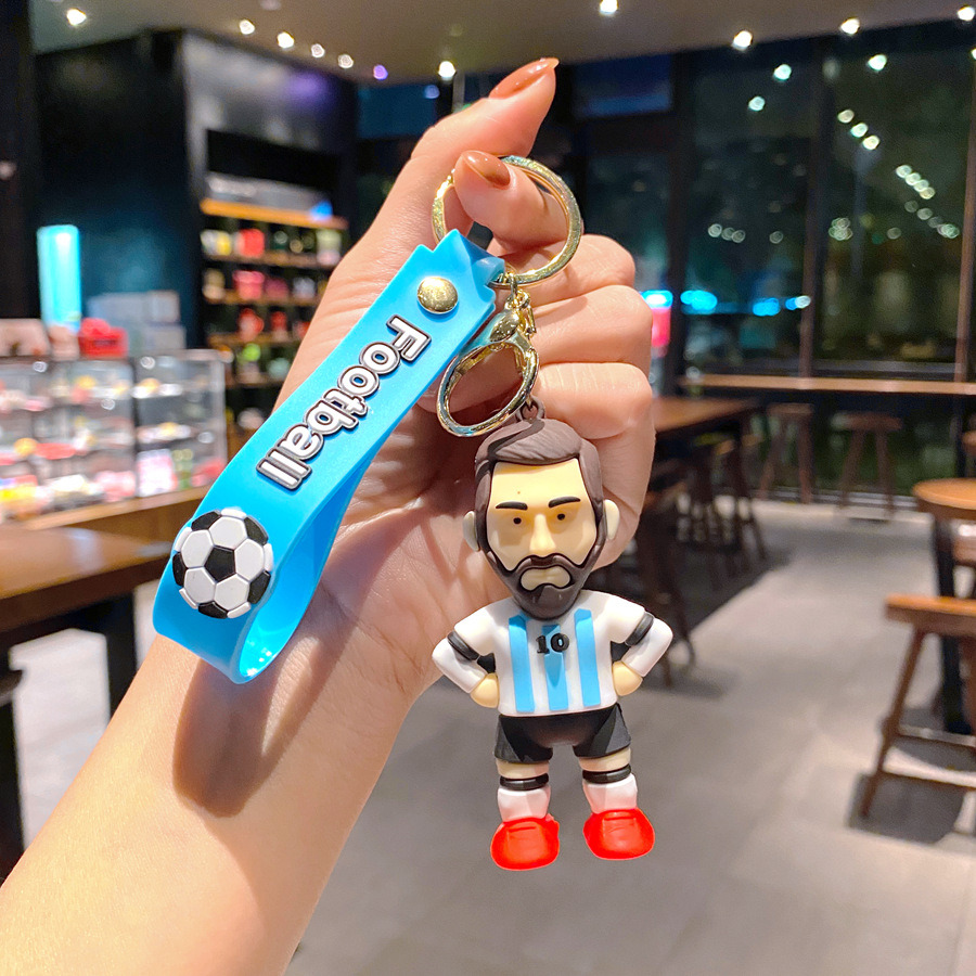 Cute Football Star Figure Keychains, Cartoon Ronaldo & Messi Pendant, Bag Car Key Chain, Mini Souvenir Gift