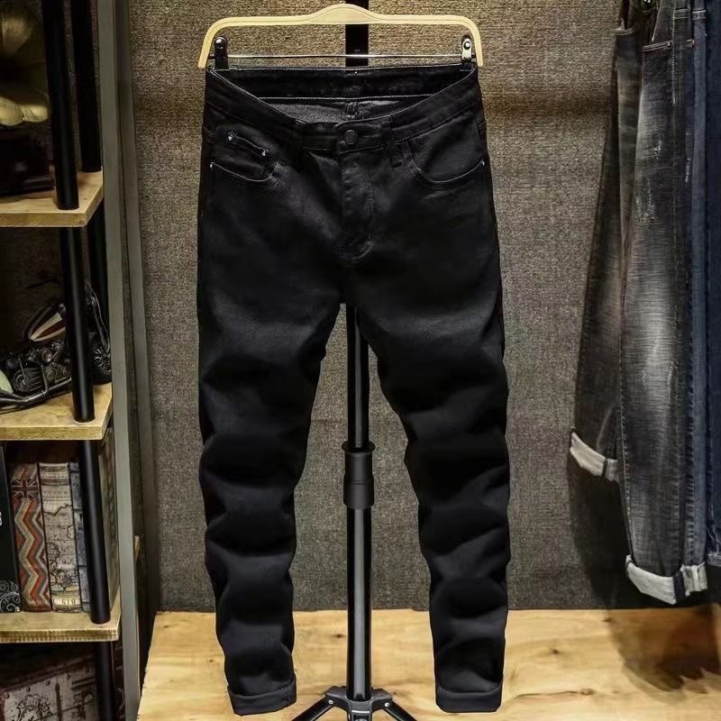 Men Motorcycle Biker Jeans Stylish Ripped Distressed Skinny Pencil Jeans Pants Holes Patch Slim Long Jeans Male Denim Trousers 240819