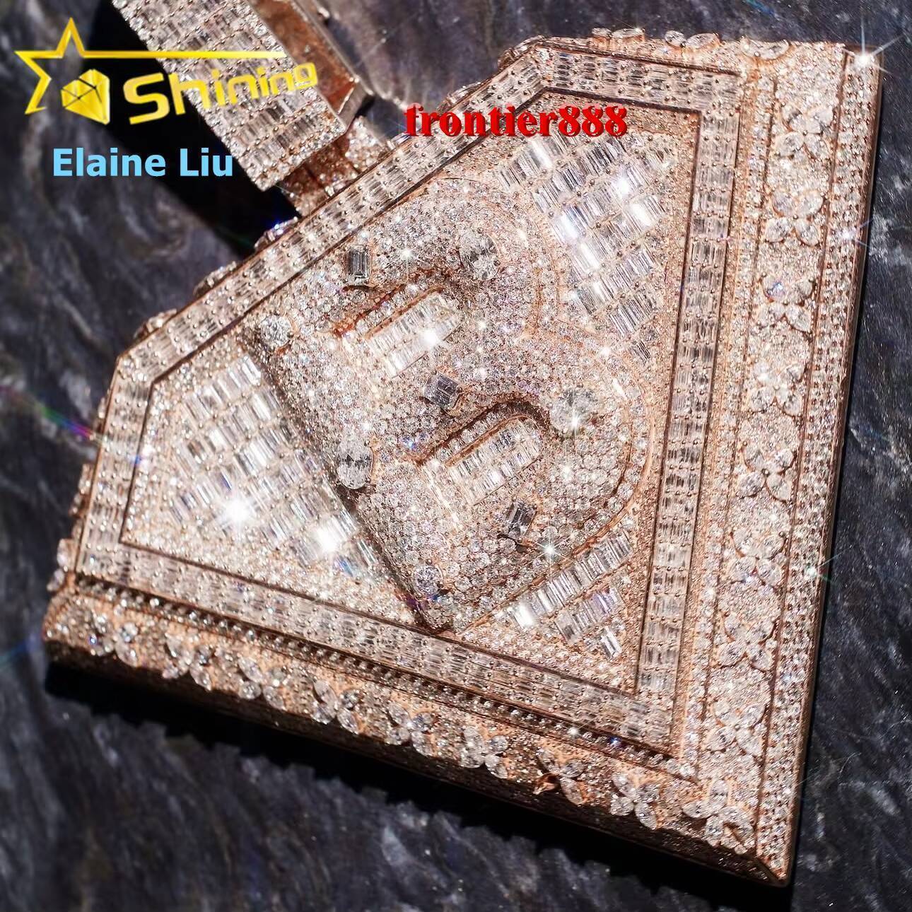 Sterling Silver 925 Iced Out Hip Hop Jewelry Pendant VVS Moissanite Diamond Pendant