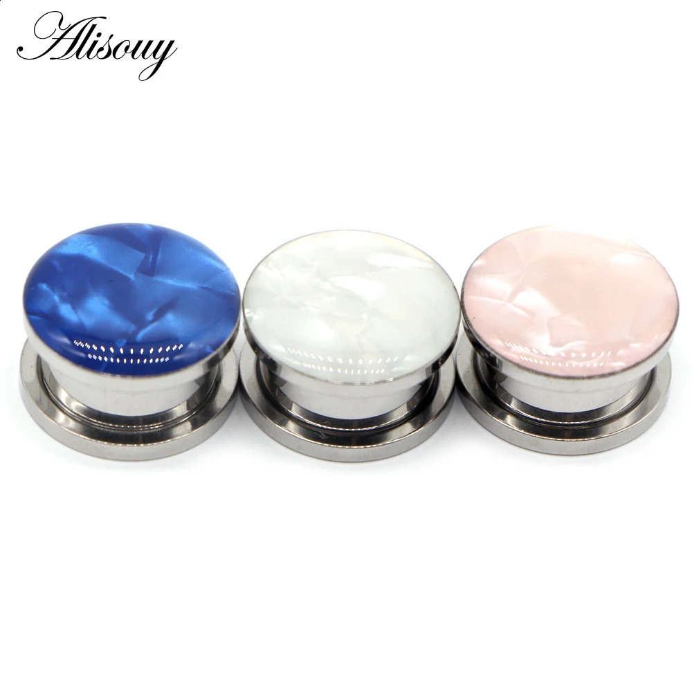 Alisouy 2pc Ear Gauges Ear Tunnels Plugs Piercing Sea Shell Stainless Steel Screw Expander Stretcher Body Jewelry Earrings Gift260528BJ