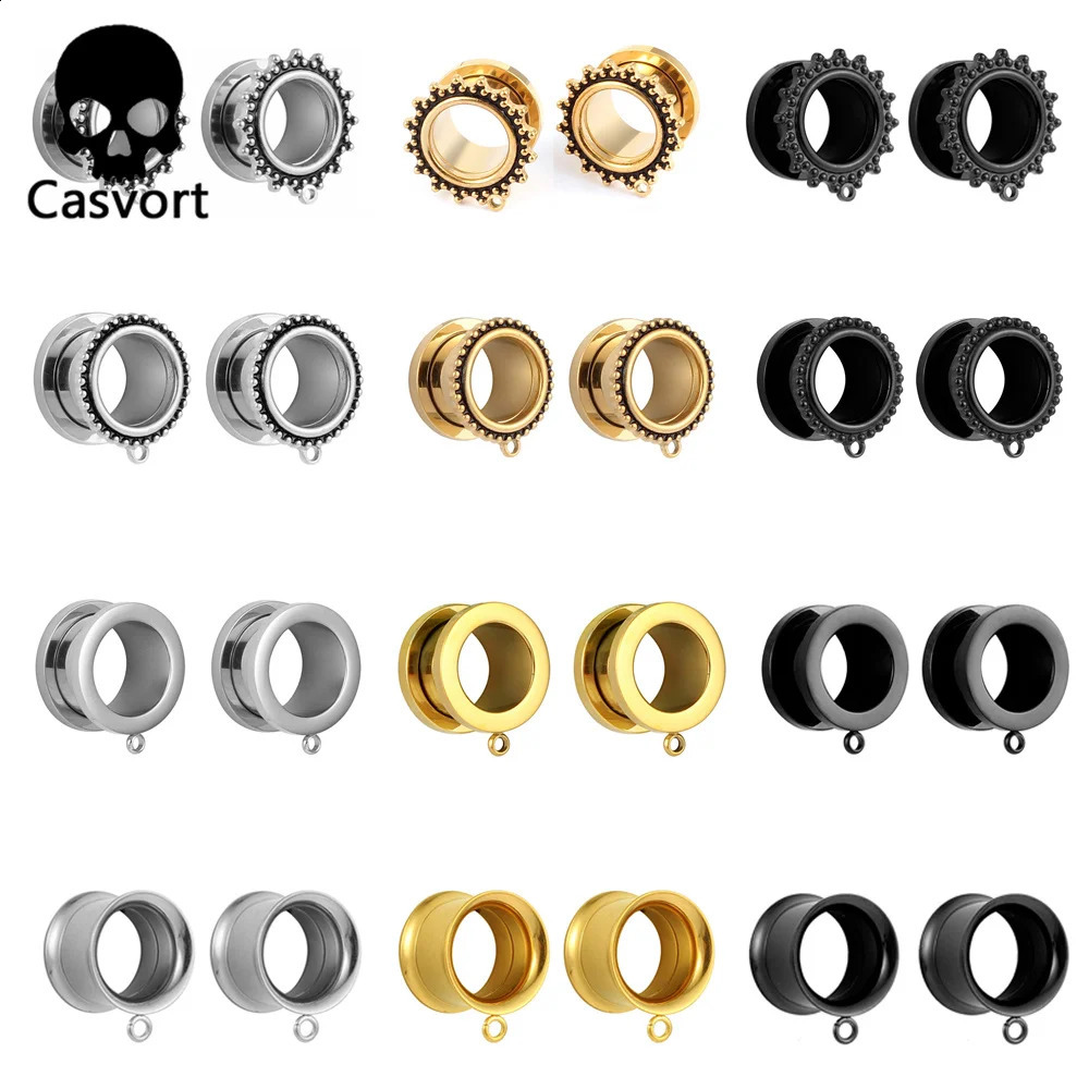 Cavort 10 PCS Wholesale Stainless Steel DIY Allergy Free Basic Dangle Ear Gauge Plugs Tunnels Body Piercing Jewelry Expanders260528BJ