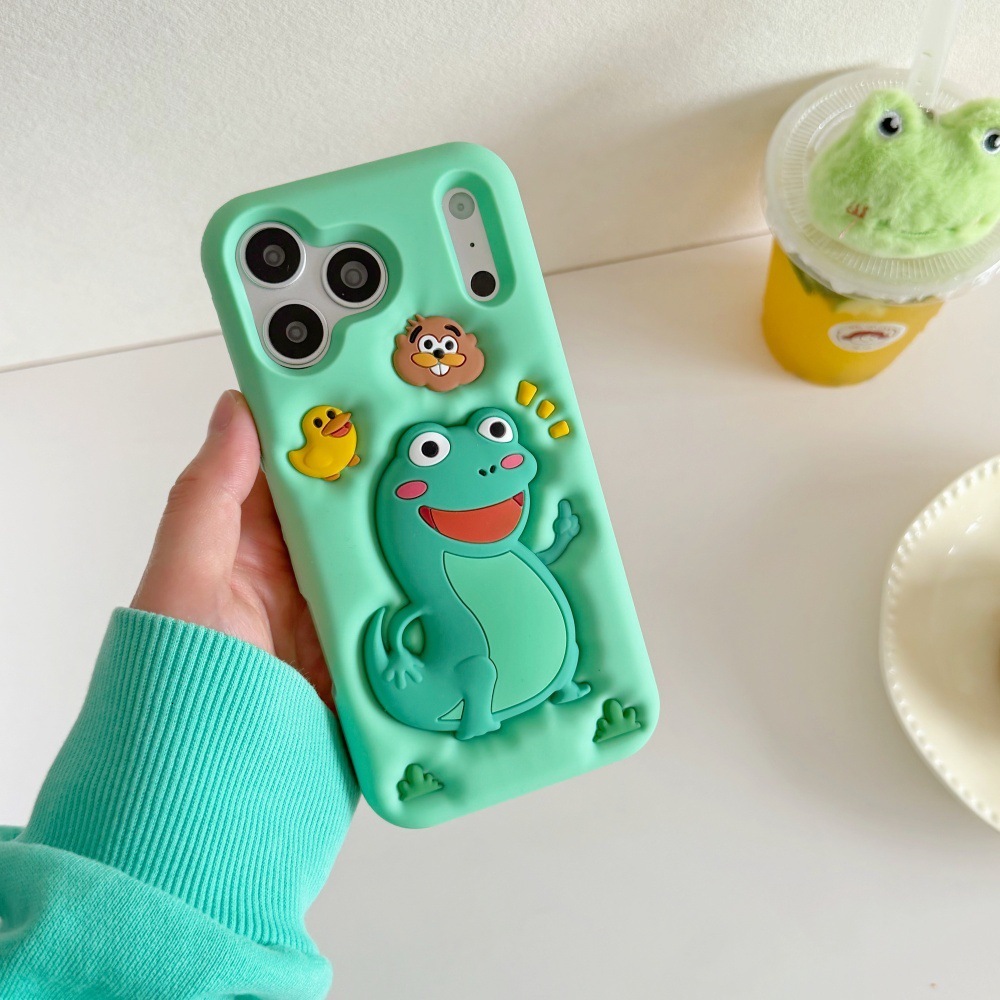 Cute Stress-Relief Lizard Phone Suitable Apple 17/16PRO, Cartoon Creative Case for iPhone 15/14P, Niche Design