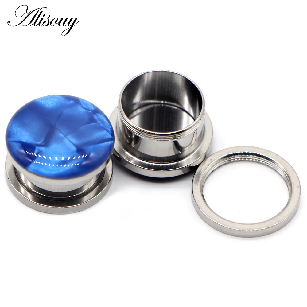 Alisouy 2pc Ear Gauges Ear Tunnels Plugs Piercing Sea Shell Stainless Steel Screw Expander Stretcher Body Jewelry Earrings Gift260528BJ - view 6