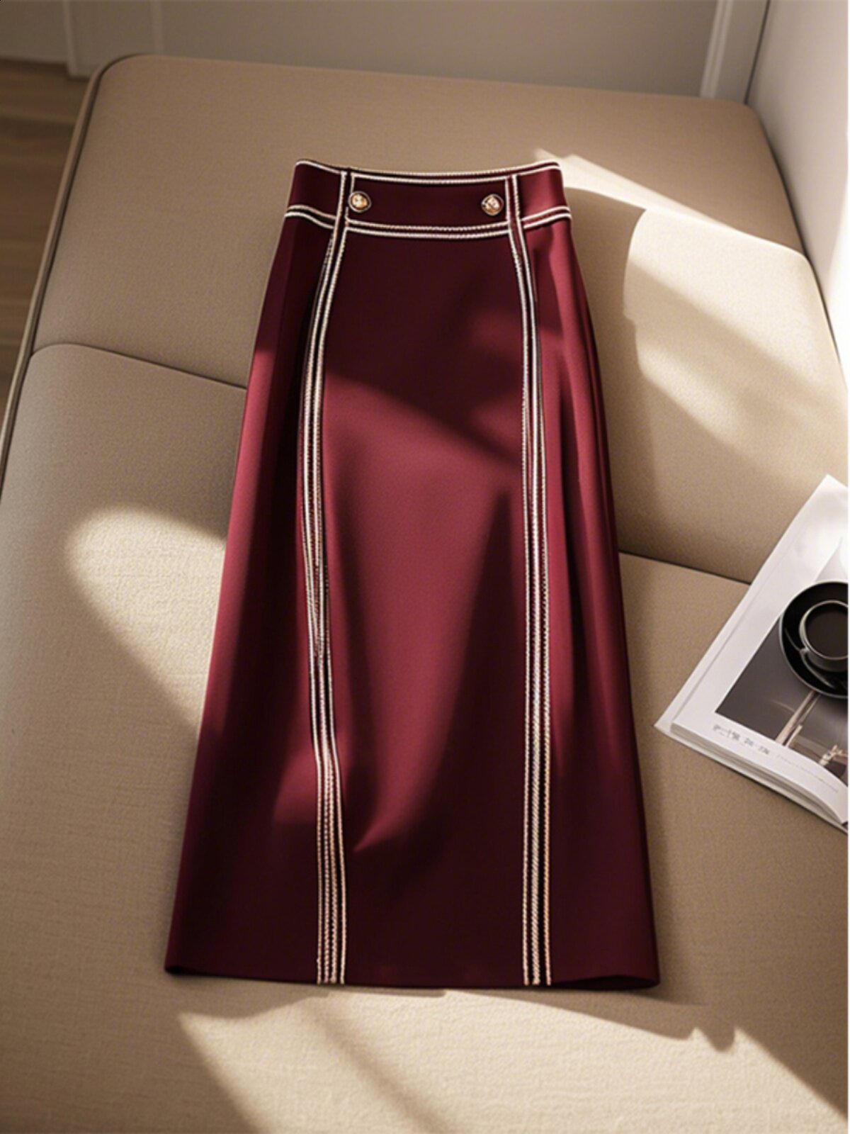 Summer Striped Skirt for Women Elegant Versatile Slim Fit Midi A-Line Office Lady Temperament Fashion Skirt 251218