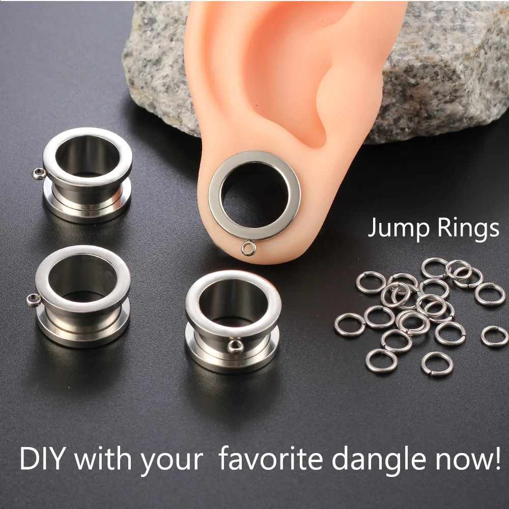 Cavort 10 PCS Wholesale Stainless Steel DIY Allergy Free Basic Dangle Ear Gauge Plugs Tunnels Body Piercing Jewelry Expanders260528BJ - view 3