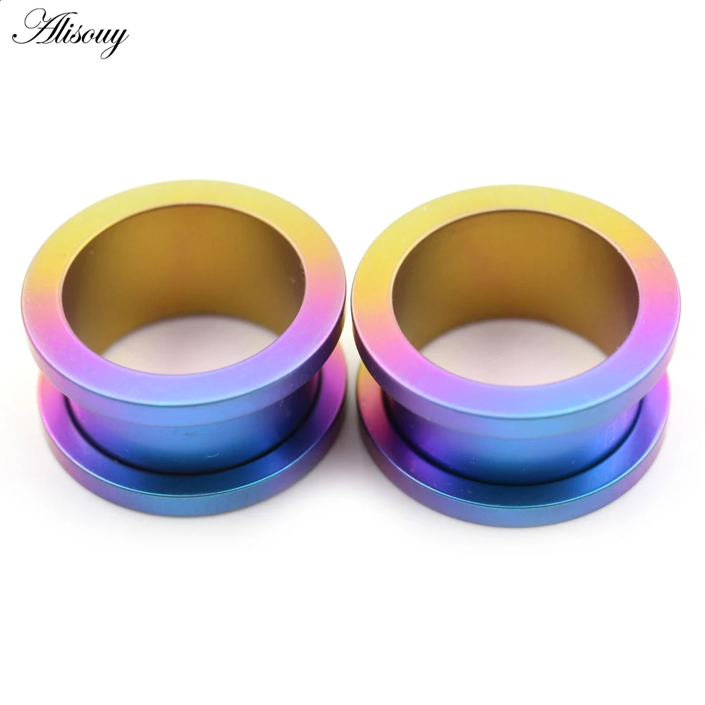Alisouy 1PC G23 Gradient Color Splashing Ink Ear Tunnels Plugs Expander Stretcher Gauges Earrings Piercing Body Jewelry260528BJ - view 6