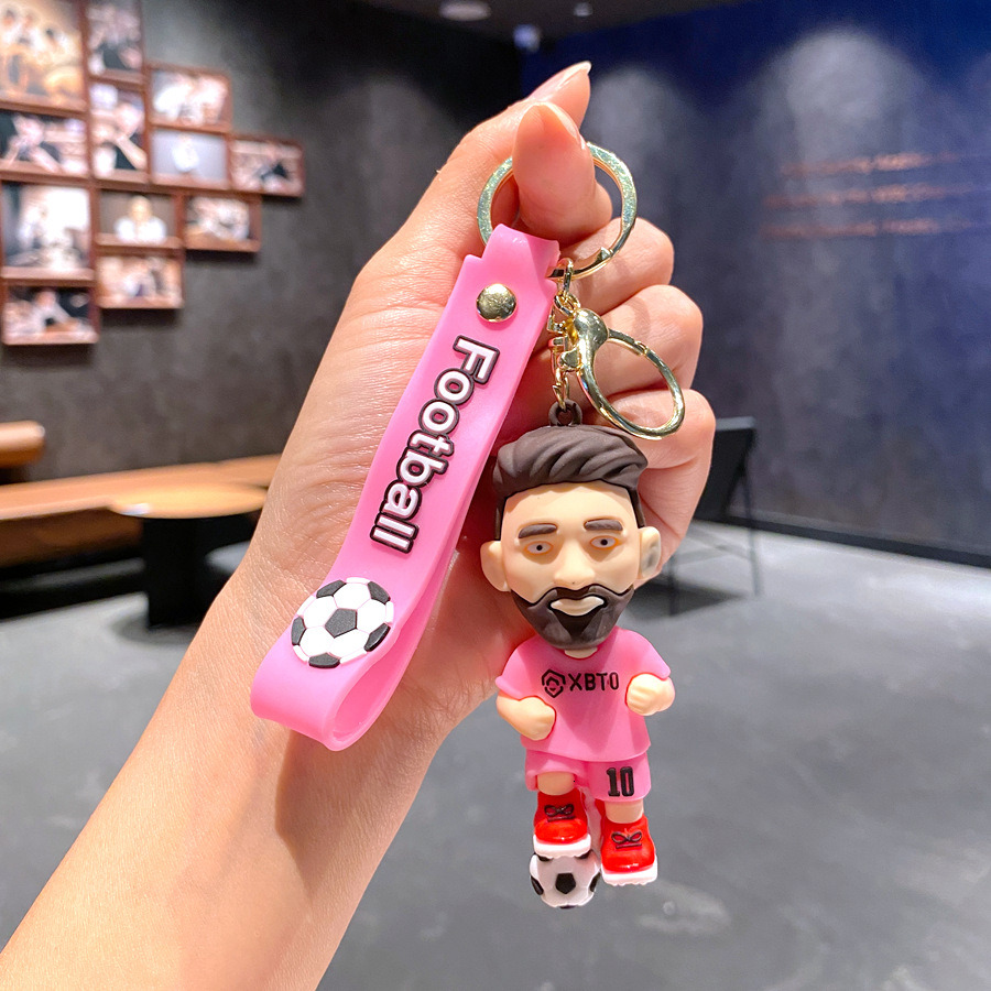 Cute Football Star Figure Keychains, Cartoon Ronaldo & Messi Pendant, Bag Car Key Chain, Mini Souvenir Gift