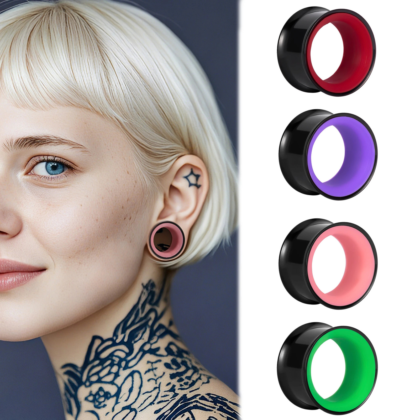 Vankula 2PCS Two-color Stainless Steel Horn Fit Body Ear Tunnels Piercing Body Jewelry Hypoallergenic Jewelry Women Gift260528BJ