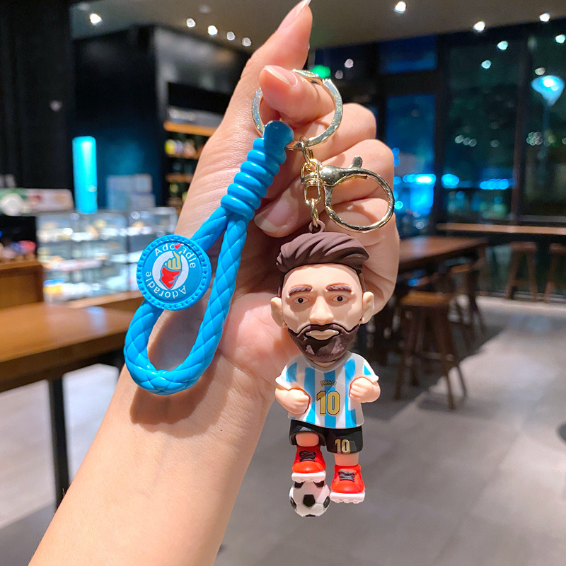 Cute Football Star Figure Keychains, Cartoon Ronaldo & Messi Pendant, Bag Car Key Chain, Mini Souvenir Gift