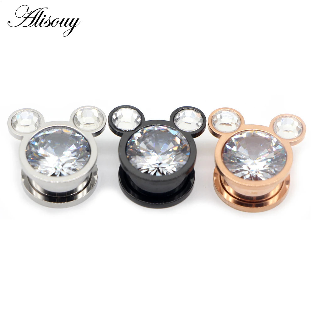 Alisouy 2pcs Water Drop Crystal Dangle Stainless Steel Ear Gauges Plugs Tunnel Expander Earring Stretcher Piercing Body Jewelry260528BJ - view 7