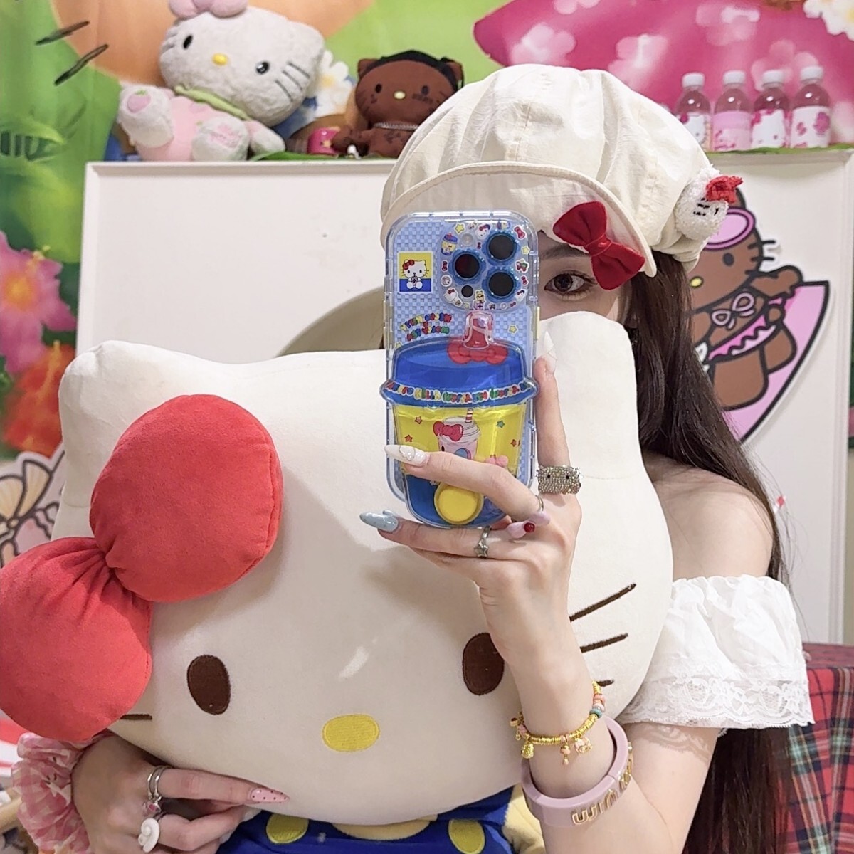 Super stress-relief game water machine yellow cover milk tea KT phone case suitable for iPhone 16, Apple 15 Pro Max, 14/13