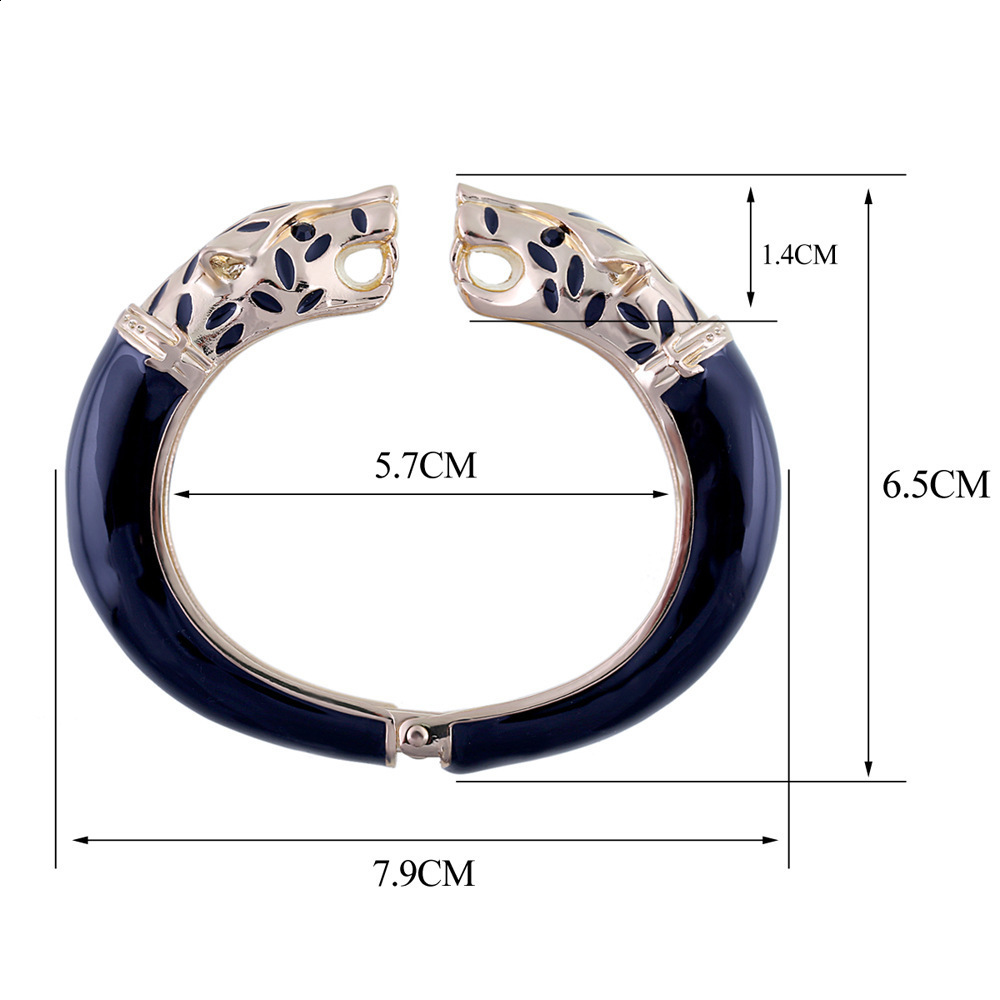 All Seasons Women Cuff Bracelet for Party Antique Gold Plated Animal Enamel Leopard Head Vintage Bracelet Bangle Trendy Jewelry 260519