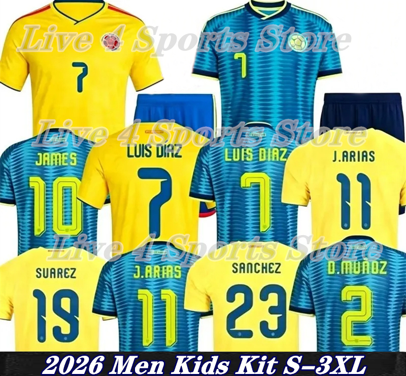 2026 Colombia World Cup Soccer Jerseys SUAREZ LUIS DIAZ QUINTERO JAMES J.LERMA BORRE Sanchez 26 27 Columbias national football Centenary Shirt men kids kits Uniform