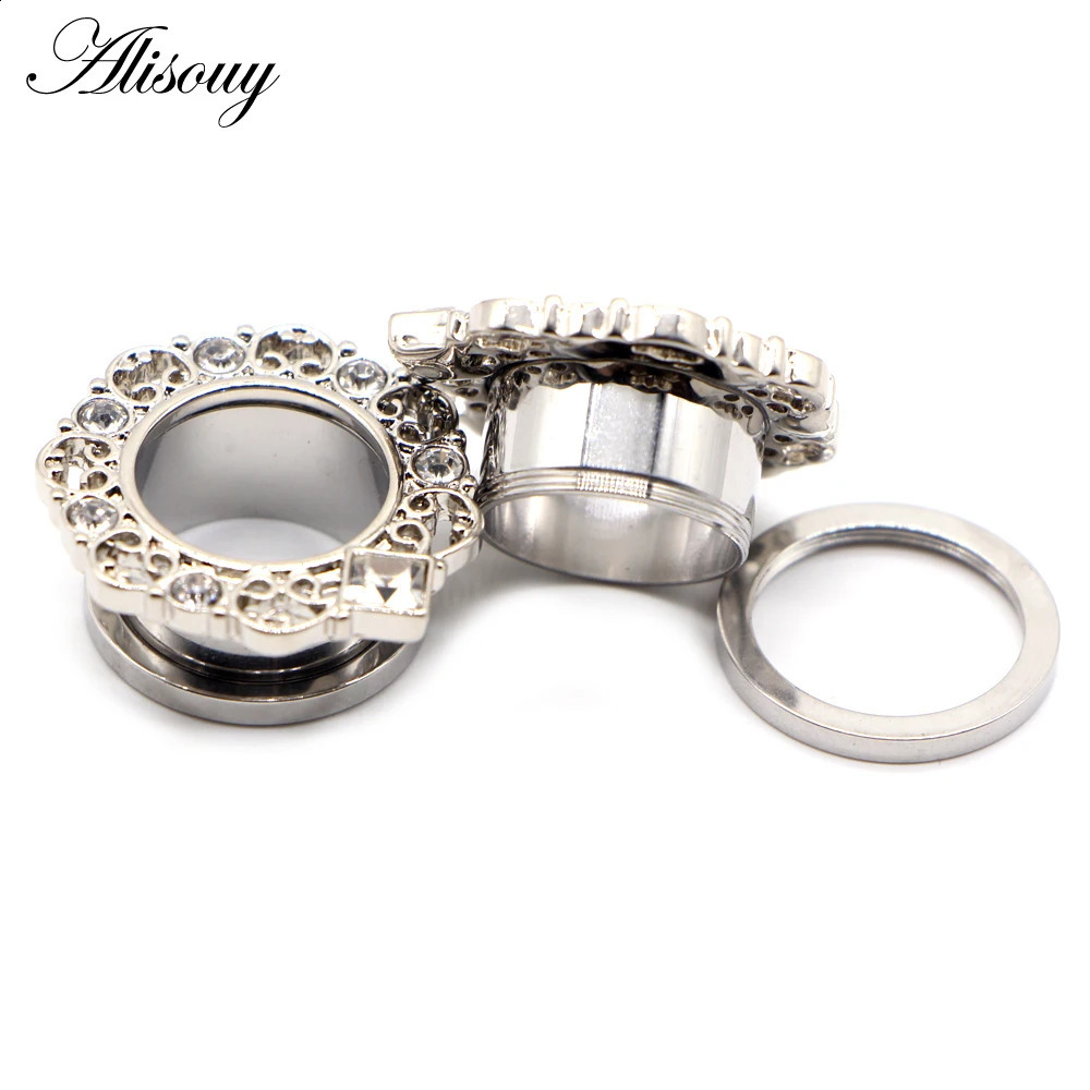 Alisouy 2pcs Water Drop Crystal Dangle Stainless Steel Ear Gauges Plugs Tunnel Expander Earring Stretcher Piercing Body Jewelry260528BJ - view 5