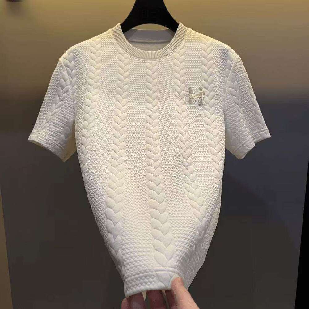 Luxury Brand Designer Clothes European Style High-End Embroidered Short-Sleeve T-Shirt For Men, Trendy Brand, 2026 New Summer Thin High-End Half-Sleev
