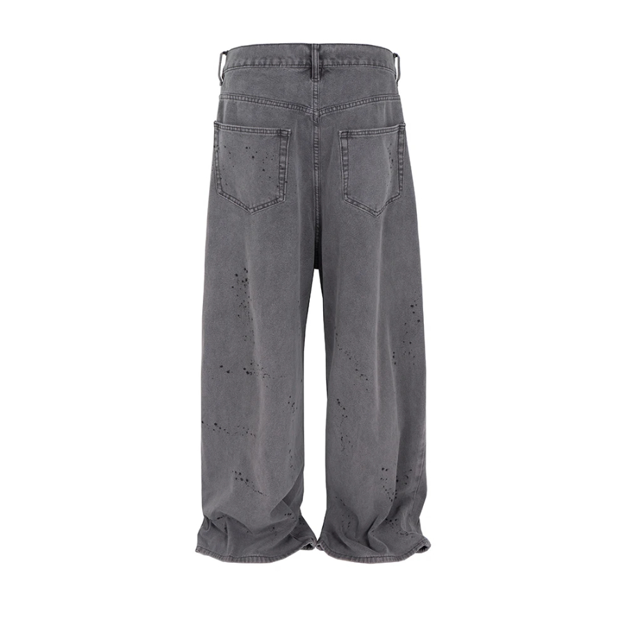 Jeans Men Wide Streetwear Hole Loose Denim Trousers Oversized