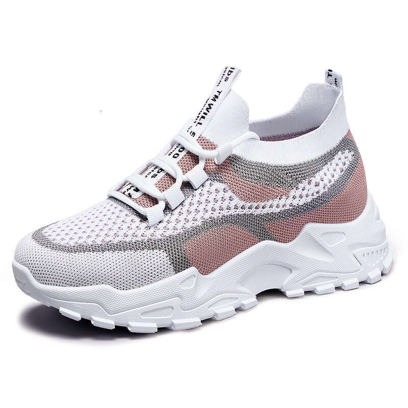 Women's Fashion Casual Shoes, Spring New Arrival, Lightweight Soft Sole Dad Shoes, Flyknit Breathable Mesh Sneakers