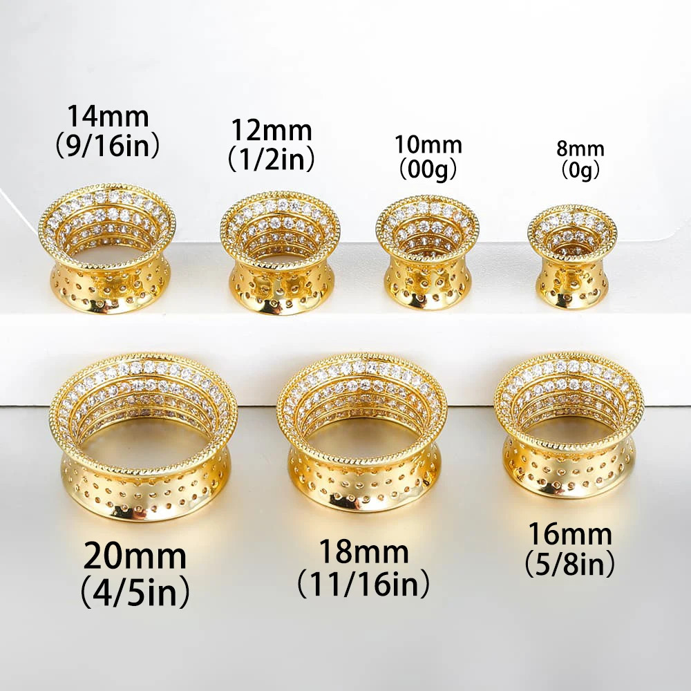 Casvort Sparkling ious Round Ear Gauges Tunnels Expander Stretcher Piercing Women Body Men Jewelry Arrival Gift260528BJ - view 7