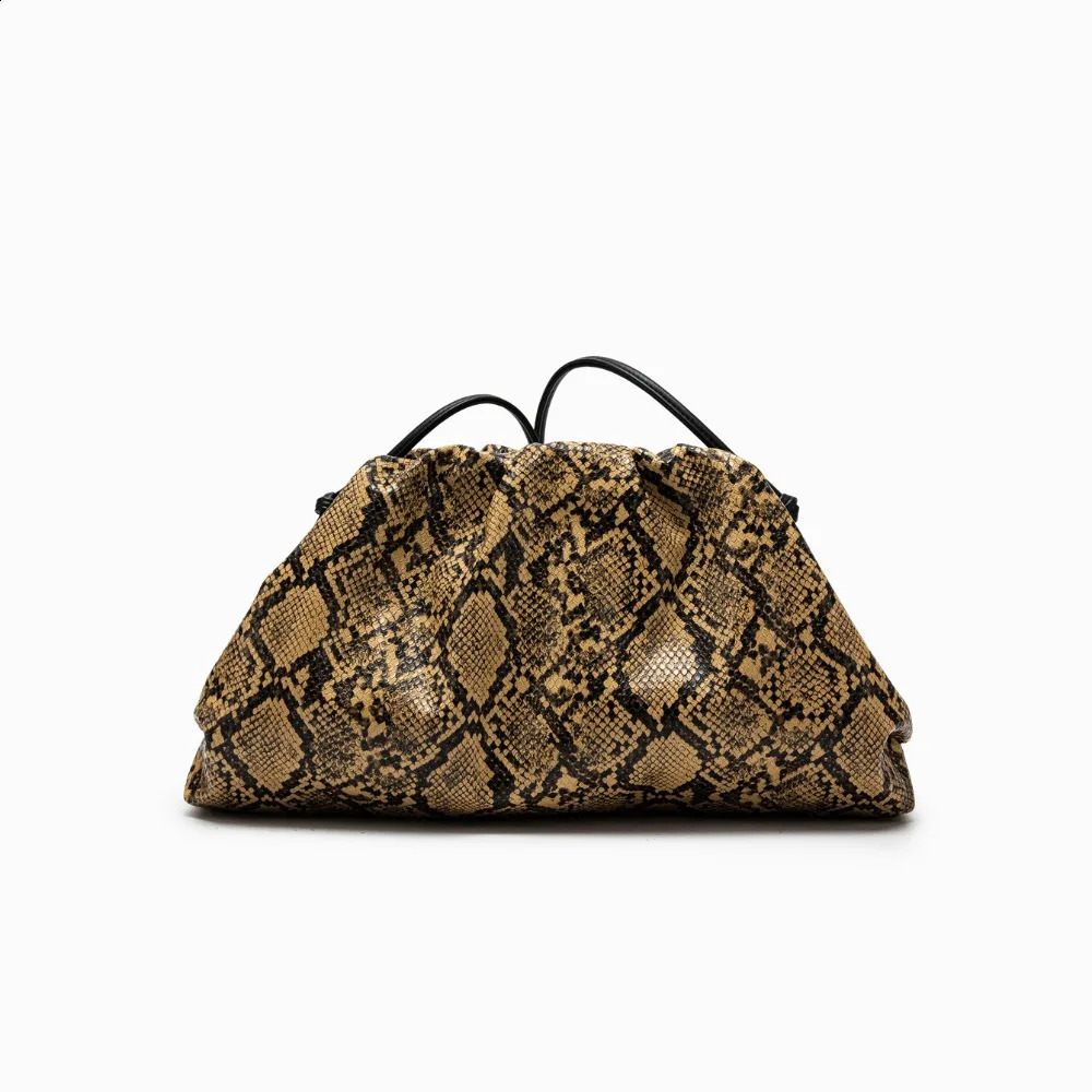 Style Women Pleated Snake Pattern Serpentine Dumpling Shoulder Bag Cloud Pouch Handbag 260601 - view 3
