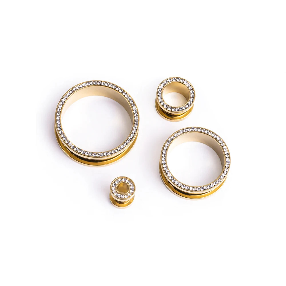 Doearko 2PCS Stainless Steel CZ Ear Gauges Plugs Tunnels Stretcher Piercing Women Body Jewelry260528BJ - view 7