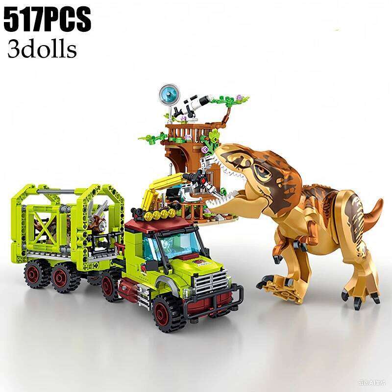 Jurassic Dino World Building Block Sets Dinosaur Exploration Triceratops Rescue Operation Scene Models DIY Bricks Toy Gift W260602