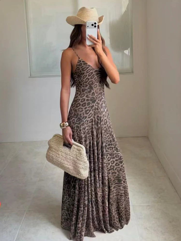 Ladies Sexy Summer Dress Women Vintage Leopard Print Sling Dress Party Suspender Sleeveless Backless Slimming Maxi Dress Female a260716 - view 3