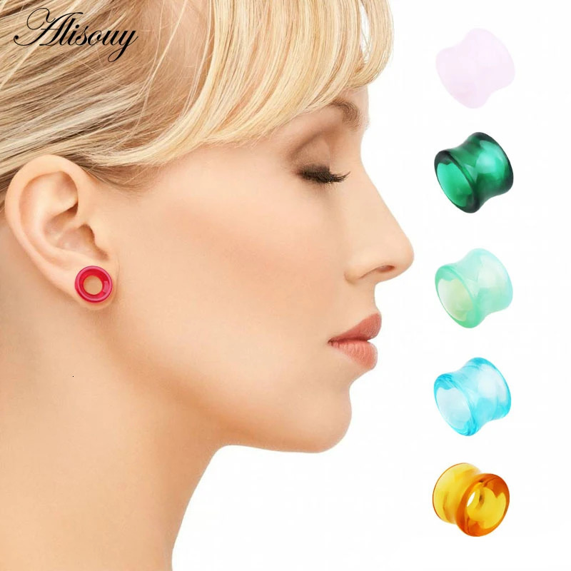 1Pc Stone Glass Ear Tunnel Plugs Mixed Style Hollow Single Flared Ear Flesh Gauges Piercing Ear Expander Stretcher Body Jewelry260528BJ - view 7