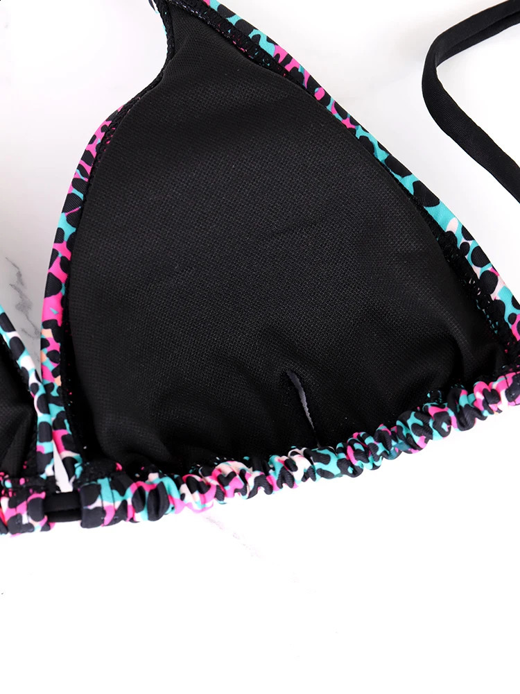 Two-Piece Womens Split Bikini Set Summer Strappy And Lace-Up Colorful Polka Dot Printed Ladys Bikini Beach Vacation Swimsuit 260622CJ - view 5