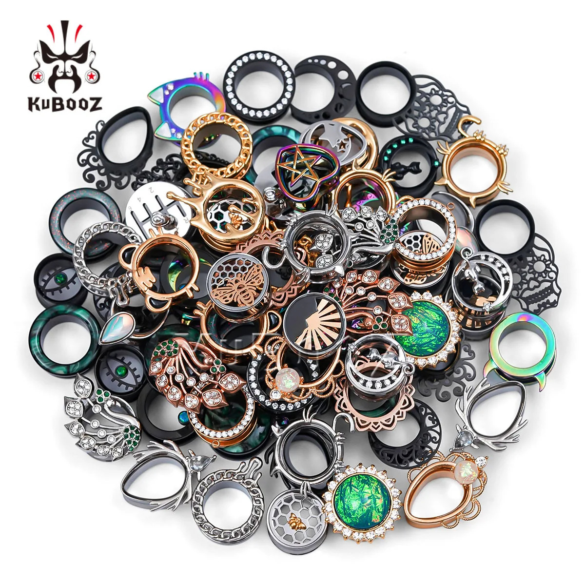 Mixed Style 5-10 Pairs Stainless Steel Ear Tunnels Plugs Gauge Set Stretchers - Body Piercing Expander Jewelry260528BJ - view 6