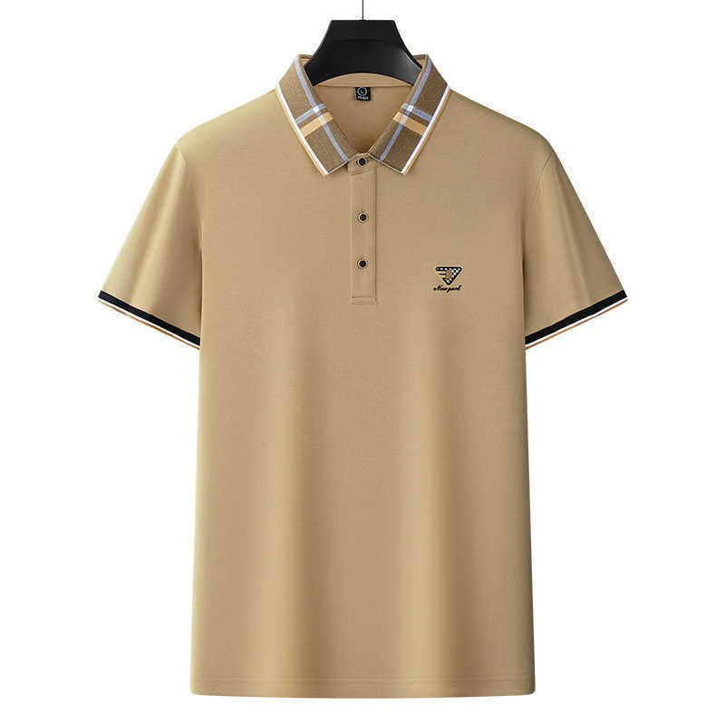 Mulberry Silk Cool Fit Fashion Simple Short Sleeve Business Casual Versatile Solid Color Polo Shirt Healthy Skin-Friendly Men