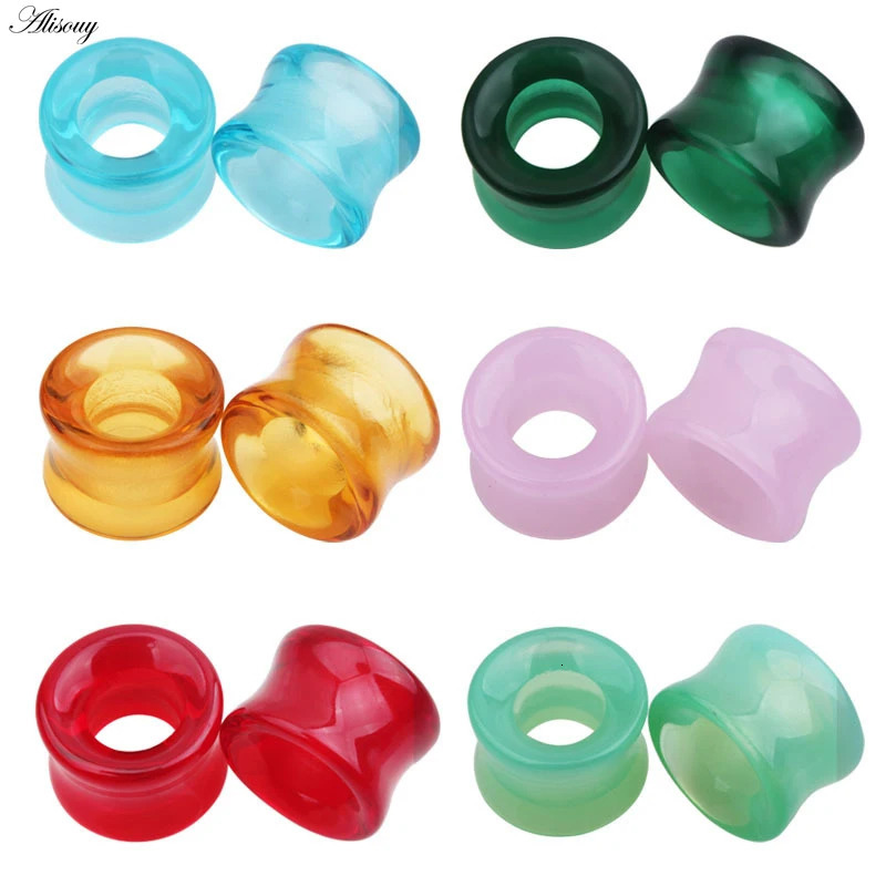 1Pc Stone Glass Ear Tunnel Plugs Mixed Style Hollow Single Flared Ear Flesh Gauges Piercing Ear Expander Stretcher Body Jewelry260528BJ - view 5