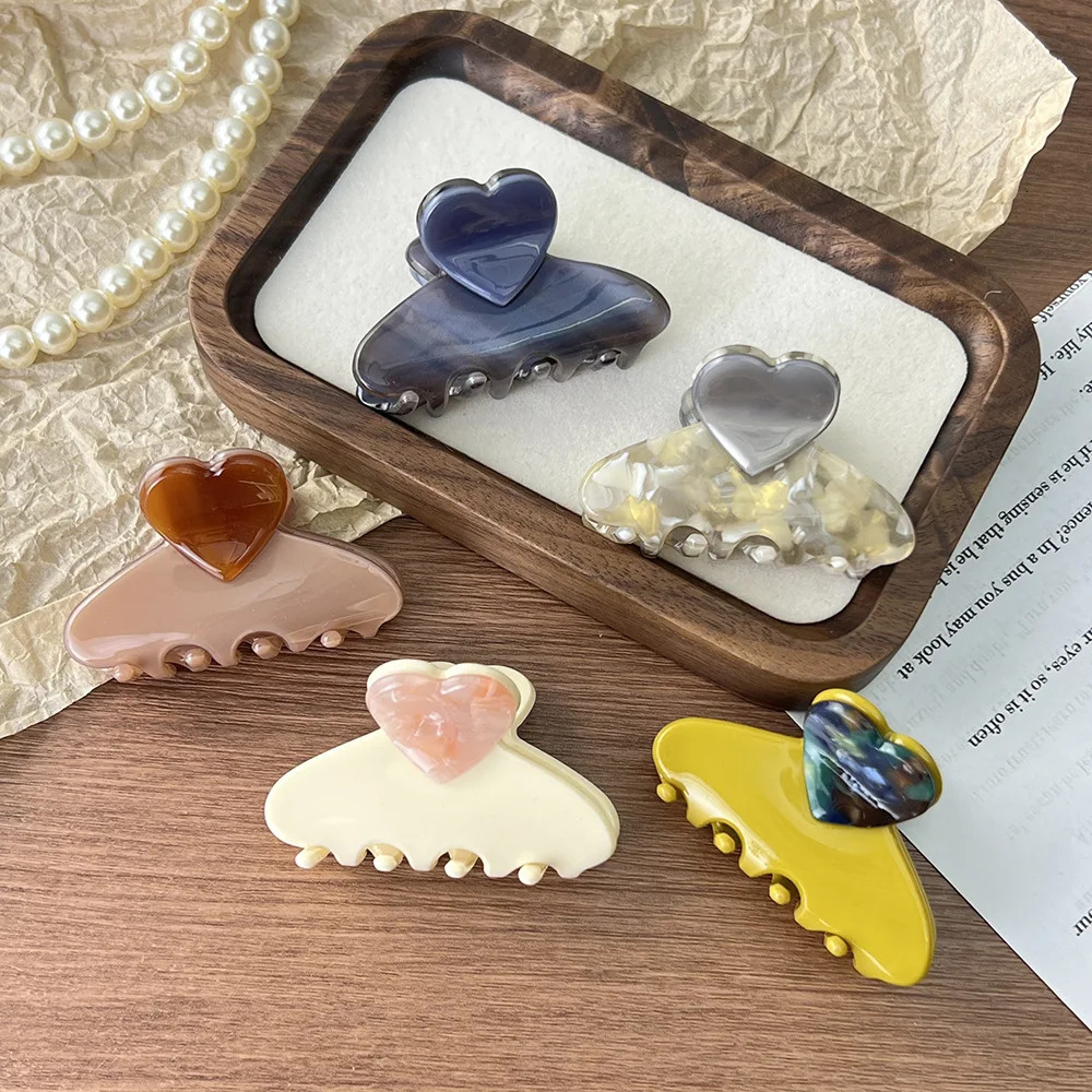 1pc Korean acetate grab clip French elegant love half-tie hairpin high-quality temperament bangs clip headwear260528BJ