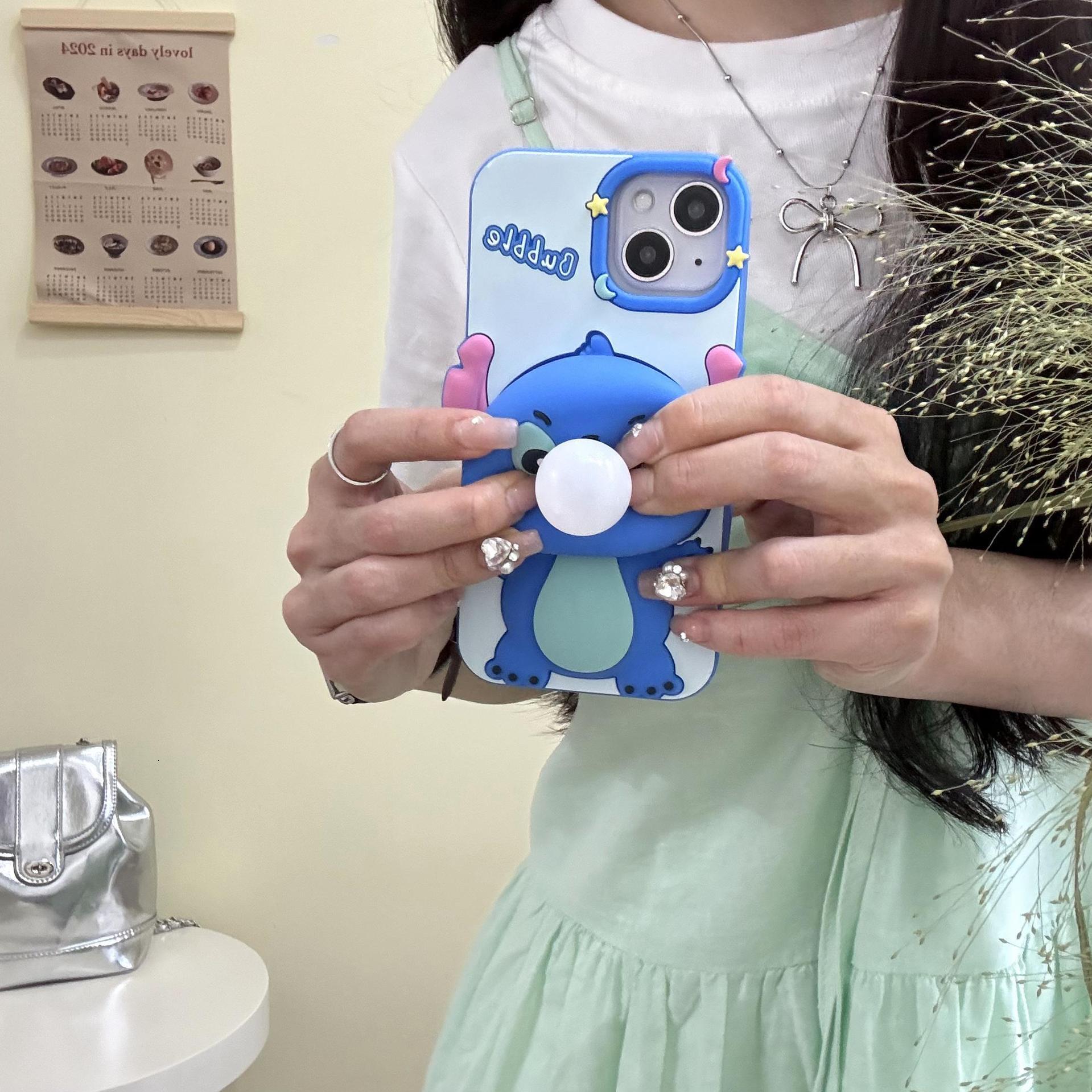 7P,11 stress-relief press-and-bubble Stitch 13,14pro creative soft silicone xr phone case 15promax