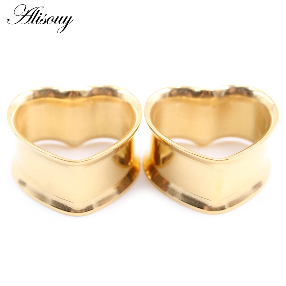 Alisouy 2pcs 8mm-30mm 316L Stainless Steel Love Heart Ear Tunnels Plugs Expander Stretcher Gauges Earrings Body Piercing Jewelry260528BJ - view 7