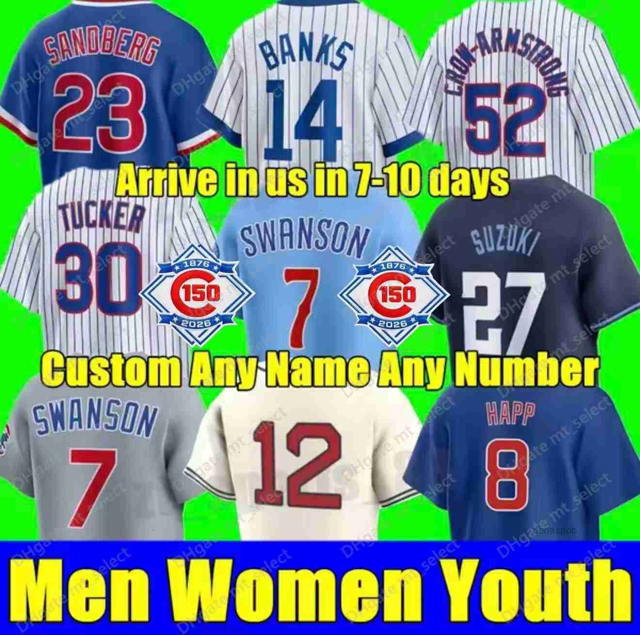 2026 Custom S-4XL Dansby Swanson Cody Bellinger Jersey Seiya Suzuki Nelson Velazquez Nick Madrigal Marcus Wilson CuBs Happ Jason Sandberg Men Women Yo