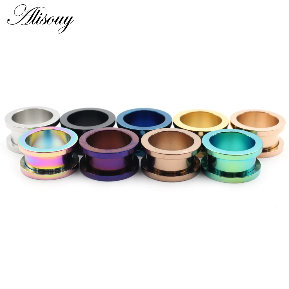 2pcs Colorful Anodized Stainless Steel Screw Fit Ear Flesh Tunnel Earring Plug Expander Body Jewelry Piercing Earlet Gauges260528BJ - view 4