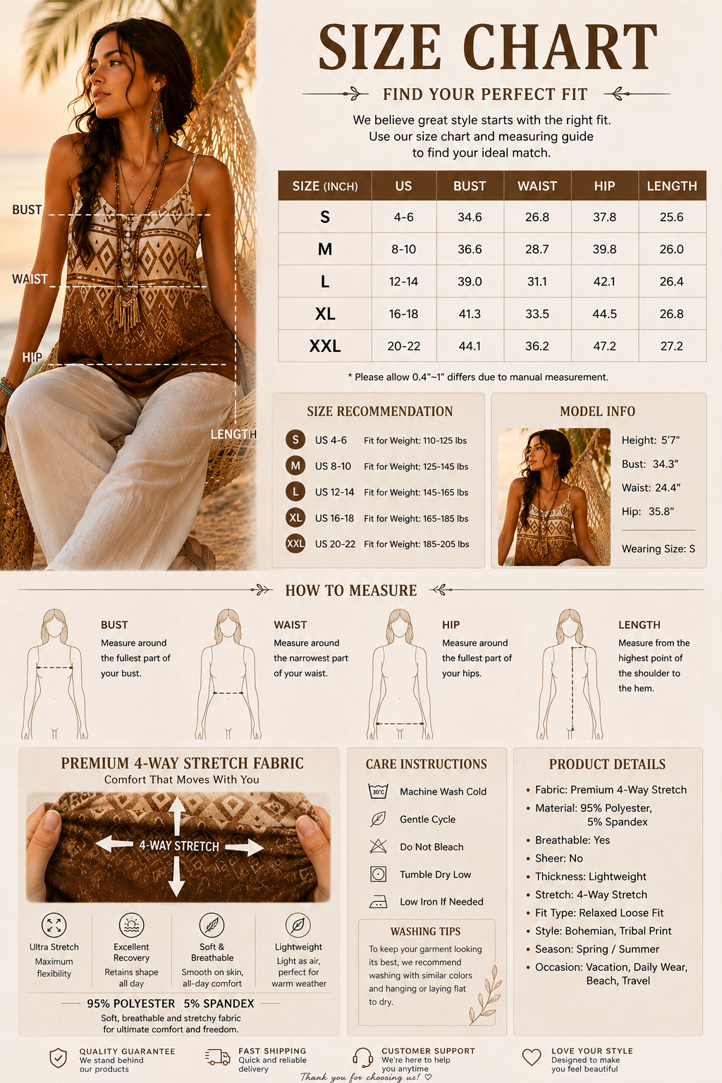 Women's Bohemian Tribal Print Tank Top Premium 4-Way Stretch Fabric, Sleeveless Spaghetti Strap Cami, Loose Fit Lightweight Summer Vacation Blous