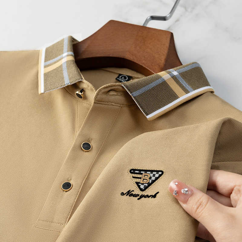 Mulberry Silk Cool Fit Fashion Simple Short Sleeve Business Casual Versatile Solid Color Polo Shirt Healthy Skin-Friendly Men